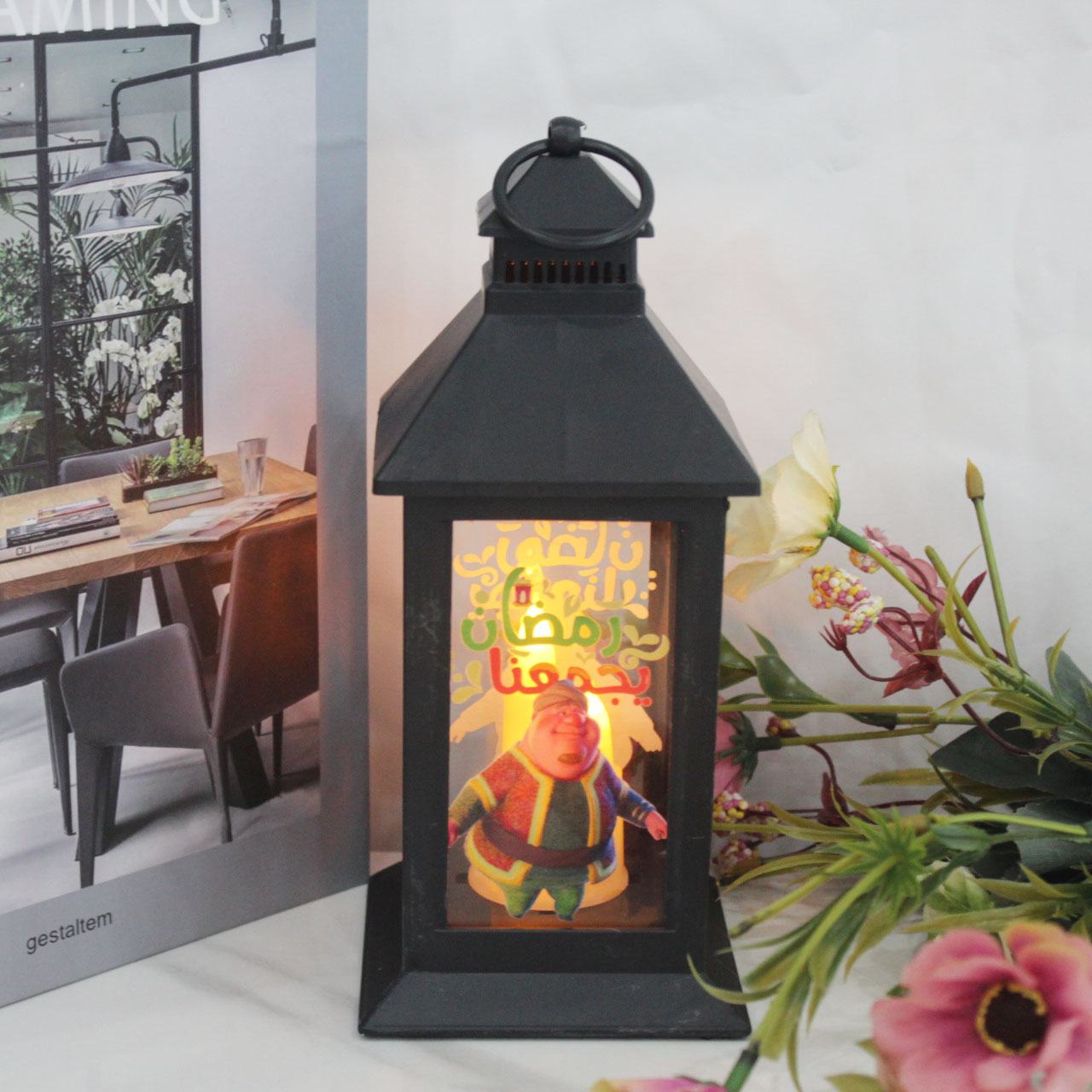 New Ramadan style lantern candlestick, electronic horse lantern, oil lamp, hanging piece, decorative LED candle Application Scenario