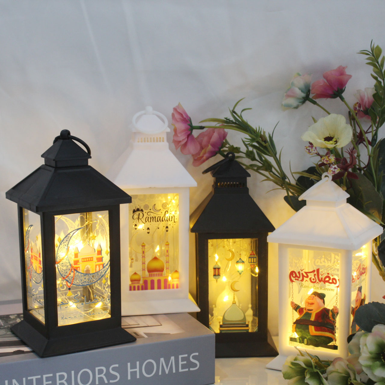 New Ramadan style lantern candlestick, electronic horse lantern, oil lamp, hanging piece, decorative LED candle Specification image