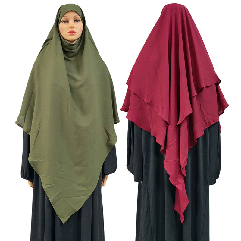 "1+2 High-quality chiffon women's Muslim fashion prayer headscarf in the Yangtze River Delta, ethnic style, high-quality fabric, full color series, elegant and popular.