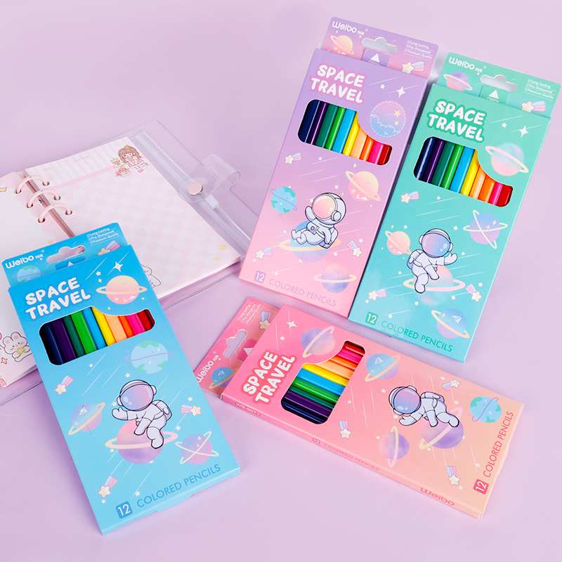 Weibo Cartoon Astronaut Creative Colored Pencils, cute students, high appearance level sketching and drawing art pens wholesale Specification image