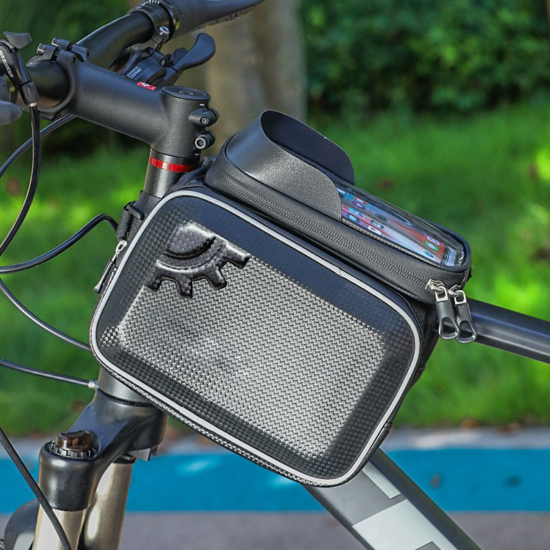 210605 Hard shell bicycle cross bag, top tube bag, touch screen large crossbeam bag, saddle bag, mountain bike double-sided bag, outdoor cycling waterproof mobile phone touch screen bag, quick-release cycling tool storage bag