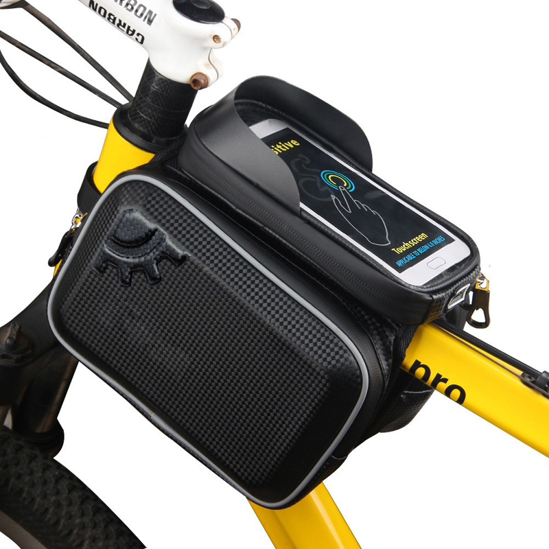 210605 Hard shell bicycle cross bag, top tube bag, touch screen large crossbeam bag, saddle bag, mountain bike double-sided bag, outdoor cycling waterproof mobile phone touch screen bag, quick-release cycling tool storage bag details Picture