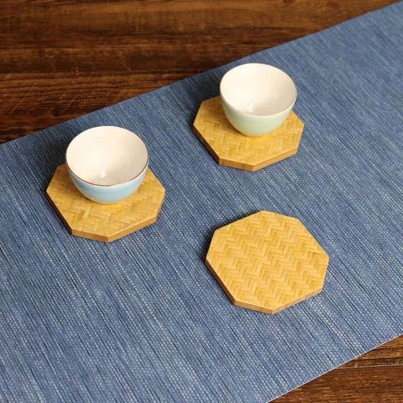 Japanese Zen-inspired anti-slip mat, tea cup mat, bamboo heat-insulating cup holder, creative tea tray, kung Fu tea set, tea ceremony accessories detail image 5