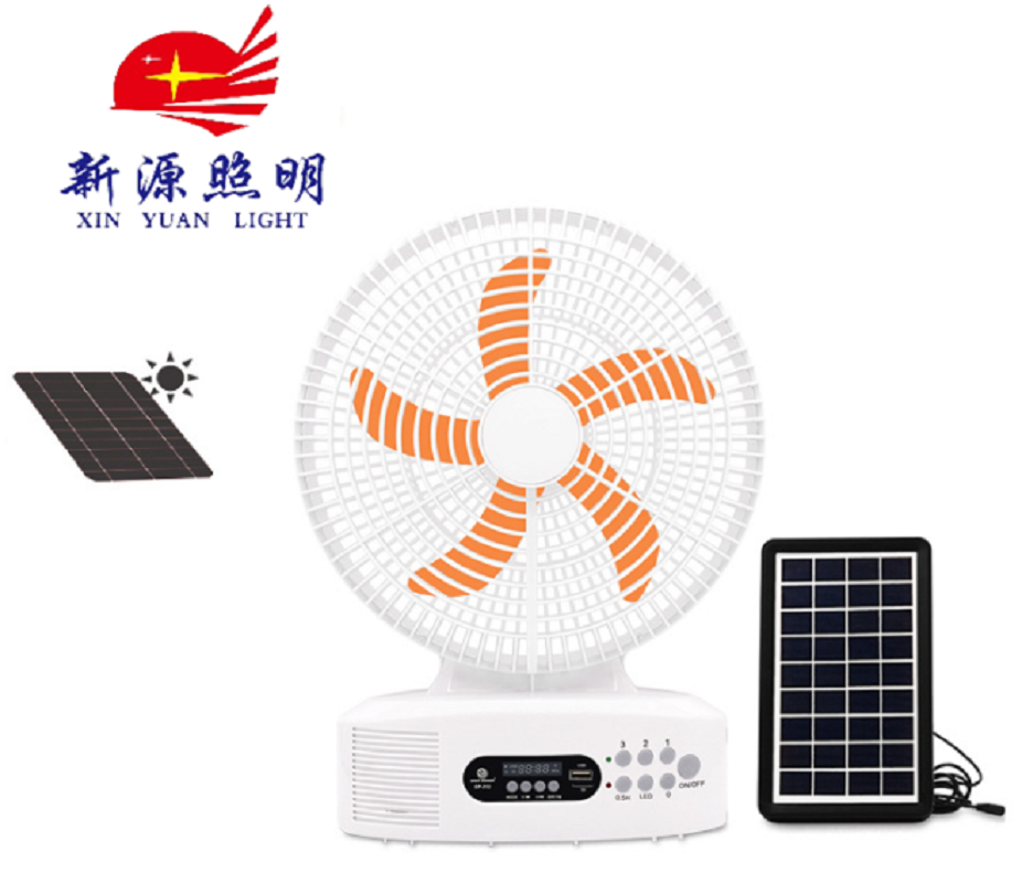 太阳能可充电12寸风扇蓝牙音箱应急AC/DC风扇带太阳能板