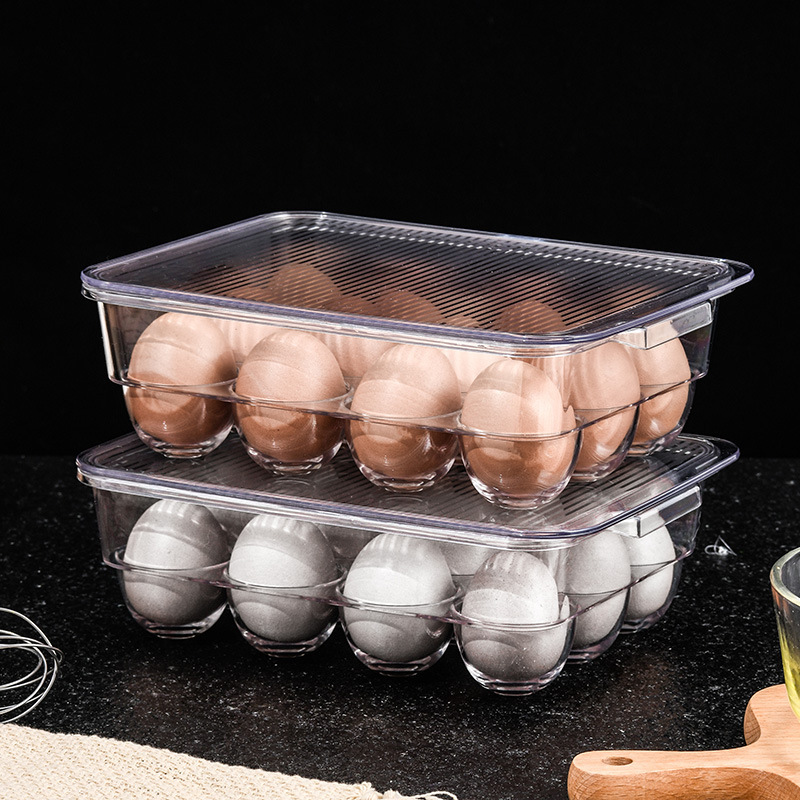 A20带盖12格带盖冰箱鸡蛋盒PET透明壳叠加厨房收纳鸭蛋整