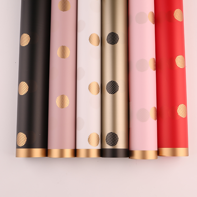 Mother's Day Korean Vegetarian Paper Gold Border Gold Polka Dot Chinese Valentine's Day Hot Foil Paper Flower Packaging Flower Gift Box Gift Flower Shop Package Paper details Picture