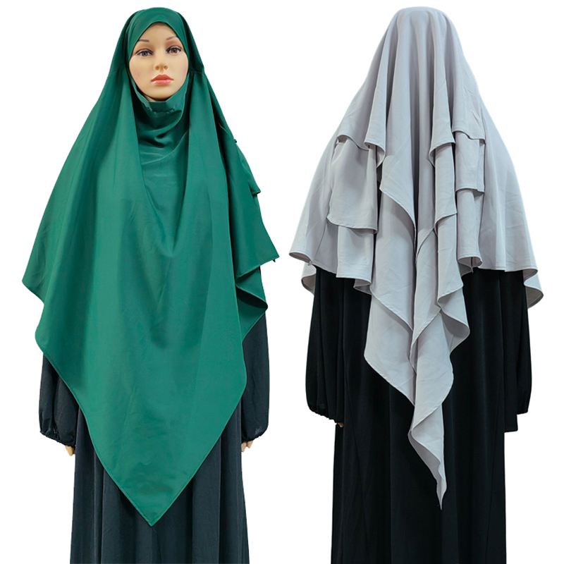 Nueva fábrica transfronteriza venta directa multicolor mujeres musulmanas color sólido nida hijab anterior tres largos estilos de moda en europa y américa nuevo hijab estilo étnico diario
