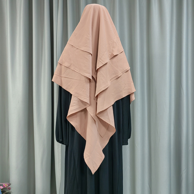 Nueva fábrica transfronteriza venta directa multicolor mujeres musulmanas color sólido nida hijab anterior tres largos estilos de moda en europa y américa nuevo hijab estilo étnico diario Specification image