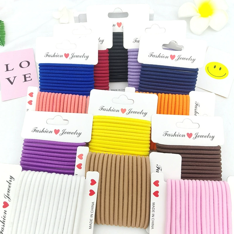 Wholesale of 4MM thick hair ties, colorful high-elasticity hair ties, rubber bands, basic hair bands and hair accessories from Europe and America Specification image
