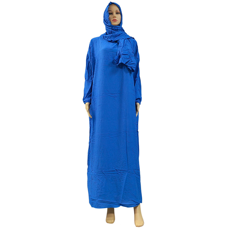 Musulmán color sólido moda vestido largo elegante mujer bufanda estilo con capucha de algodón vestido largo vestido vestido de culto modesto estilo étnico de algodón mujer Item Picture