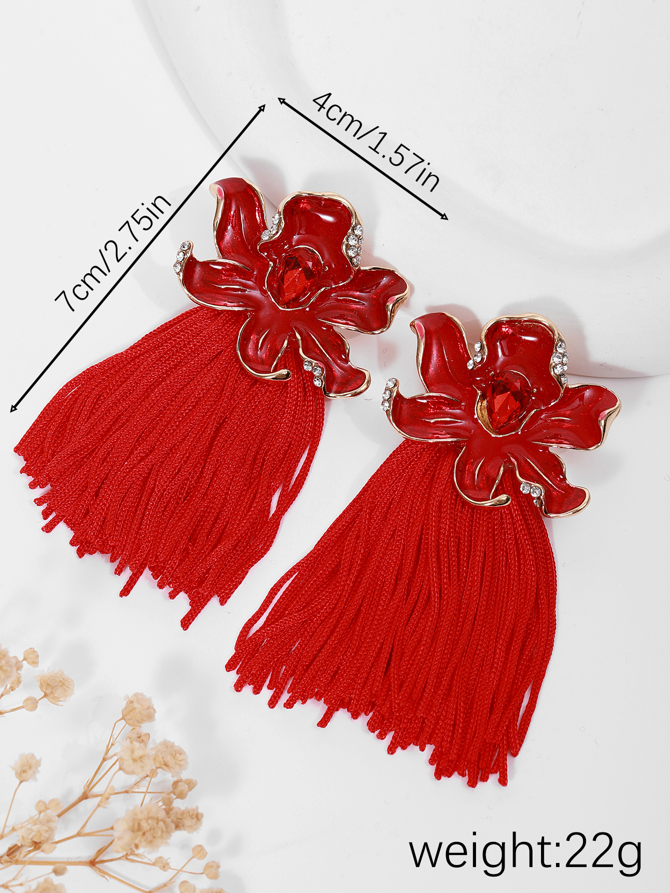 New European and American earrings, exaggerated long oil-dripping floral tassel earrings, women's unique and creative Bohemian earrings details Picture