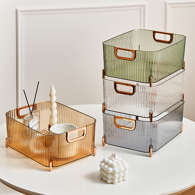 Desktop storage box, transparent cosmetic mask organizing box, PET snack basket, household kitchen sundries storage box
