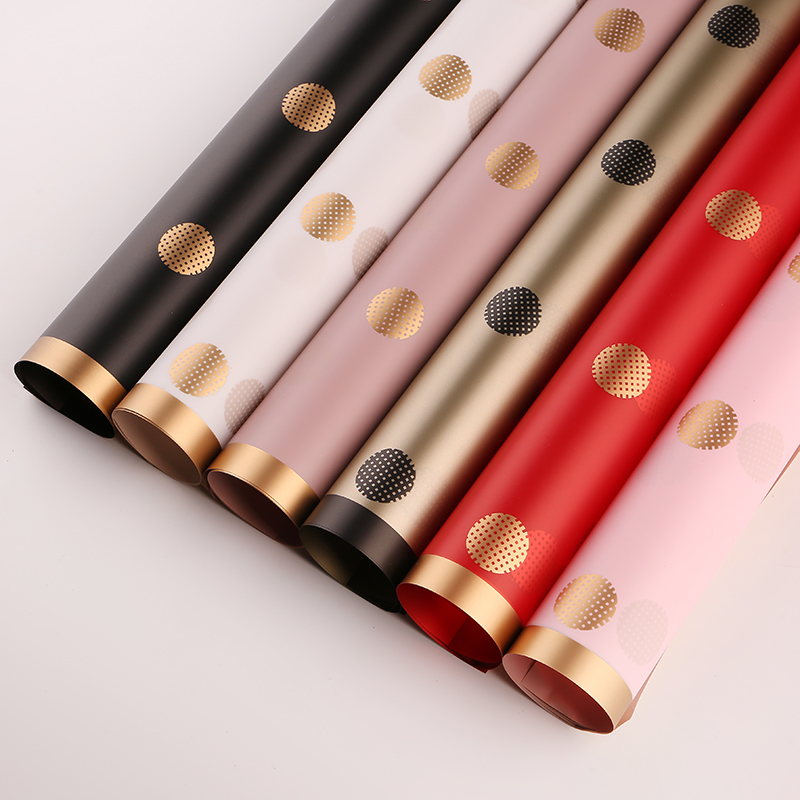 Mother's Day Korean Vegetarian Paper Gold Border Gold Polka Dot Chinese Valentine's Day Hot Foil Paper Flower Packaging Flower Gift Box Gift Flower Shop Package Paper Specification drawing