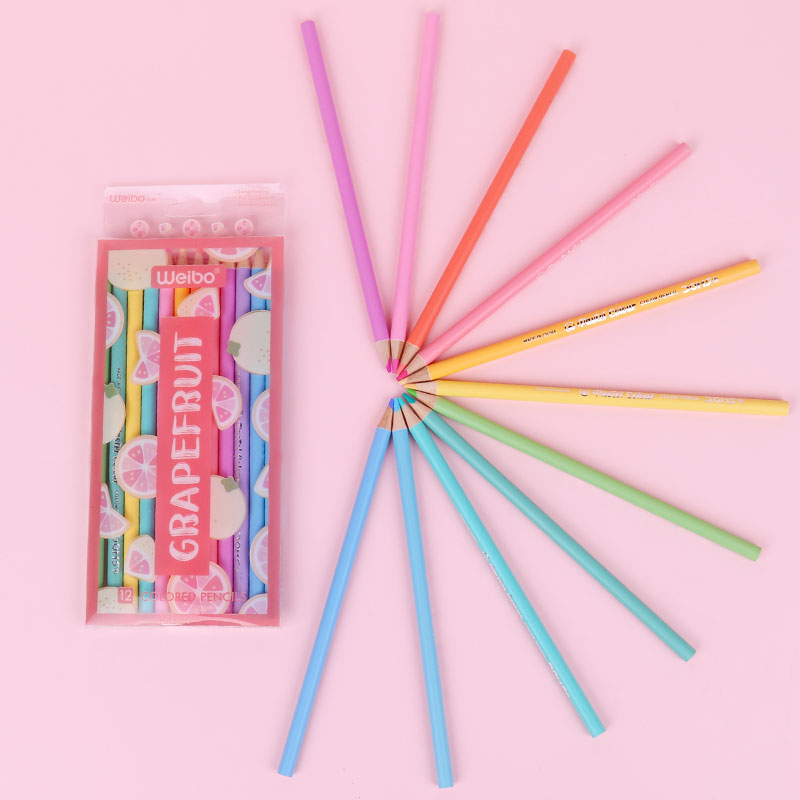 Weibo wood oil-based 12-color lead cute children's art drawing plastic packaging Graffiti High-end filling and coloring Specification image