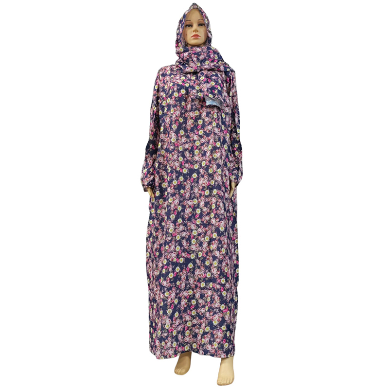 Middle East cross-factory wholesale of Middle East, European and American hooded scarves, traditional fashion, trendy printed large flower dresses, elegant ethnic style women's clothing