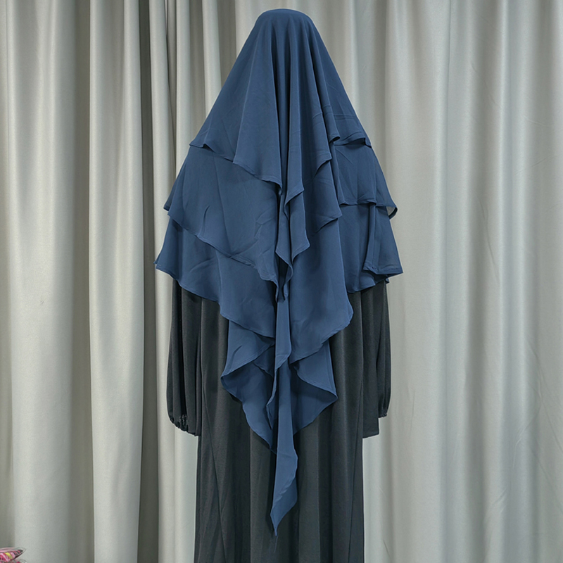 New cross-border factory direct sales multi-color women's headscarf, Muslim solid color chiffon headscarf, front two, back three, long style, fashionable 3+2, new European and American style Application Scenario