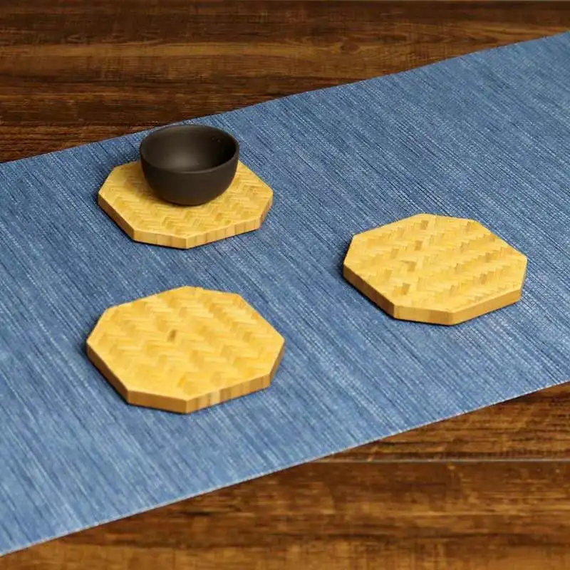 Japanese Zen-inspired anti-slip mat, tea cup mat, bamboo heat-insulating cup holder, creative tea tray, kung Fu tea set, tea ceremony accessories detail image 3