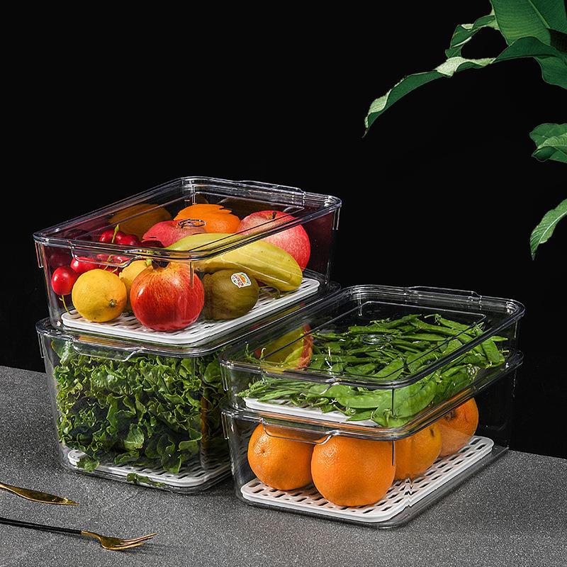 A34-36 Transparent covered food storage box, PET plastic water-draining portable kitchen storage box, dumpling and vegetable organizing box Application Scenario