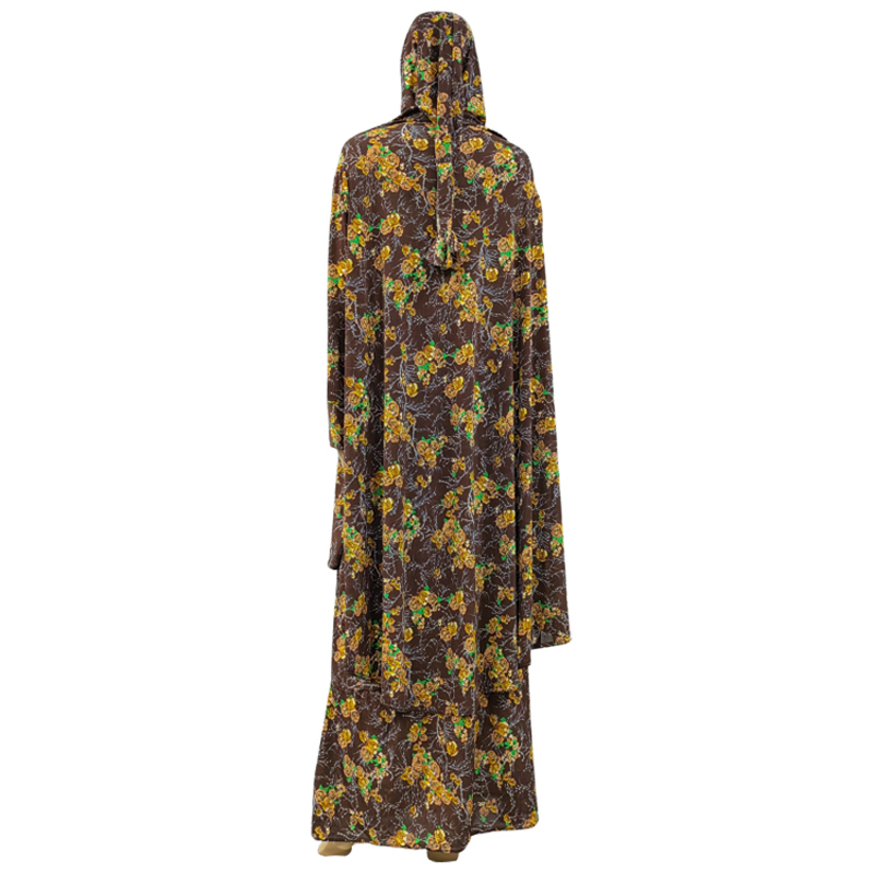 A new cross-border bestseller of daily ethnic, European and American fashion, a two-piece set of long wharf scarf long dress, printed large flower women's prayer robe and casual long robe Item Picture