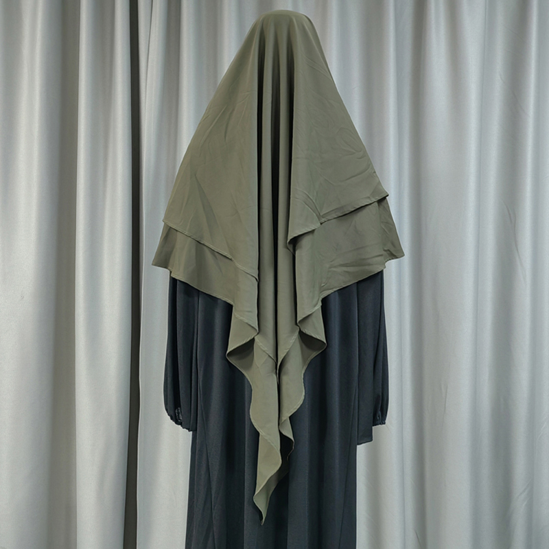 Triángulo largo 1+2 chiffon de alta calidad para mujeres moda musulmana hijab de oración estilo étnico hijab de tela nida de alta calidad color sólido todo el sistema de color elegante nuevo hijab de moda details Picture
