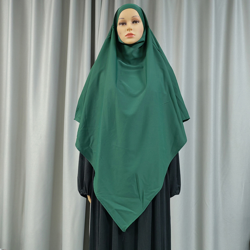 Triángulo largo 1+2 chiffon de alta calidad para mujeres moda musulmana hijab de oración estilo étnico hijab de tela nida de alta calidad color sólido todo el sistema de color elegante nuevo hijab de moda Specification image
