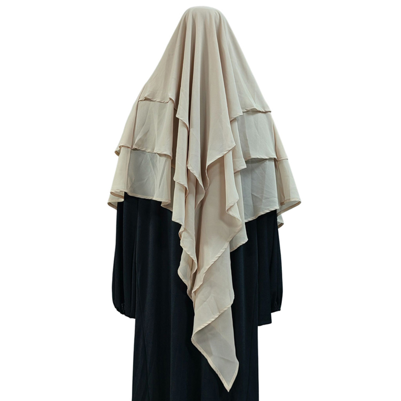 New cross-border factory direct sales multi-color women's headscarf, Muslim solid color chiffon headscarf, front two, back three, long style, fashionable 3+2, new European and American style