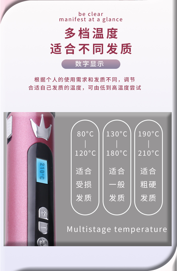 跨境厂家直供科美/KEMEI跨境液晶数显卷发器陶瓷釉涂层速热大波浪烫发器卷发棒KM-1718详情6