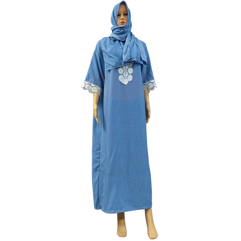 Factory direct sales, cross-border European and American hooded Amazon home wear, African women's hooded scarf, short-sleeved printed flower long robe dress, short-sleeved African women's large-sized cotton
