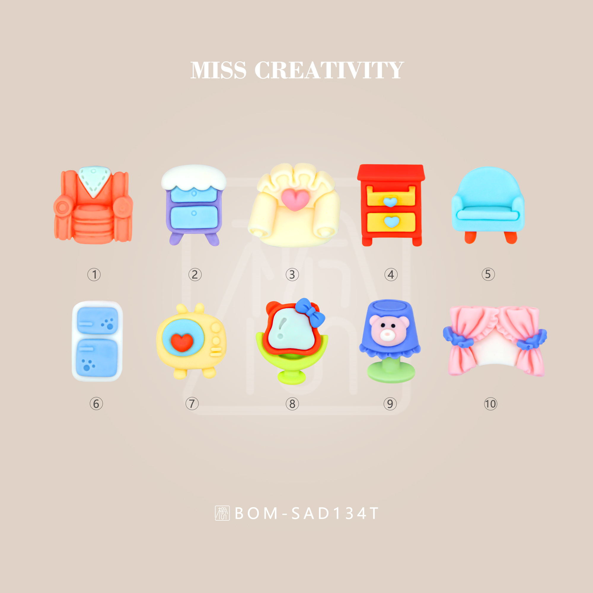 DIY手工制作树脂戒指发绳头箍夹子饰品配件SAD134