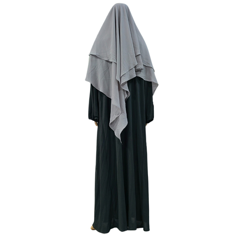 Nuevo crossover fábrica directa musulmán color sólido chiffon hijab frente dos atrás dos estilo largo moda en europa y américa nuevo estilo multicolor mujeres hijab 2+2 doble plisado diseño hijab Item Picture