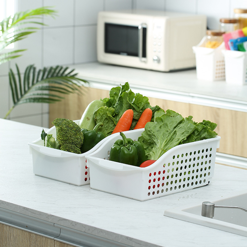 Plastic hollowed-out slanted kitchen storage basket, vegetable washing, storage, organization and storage basket, miscellaneous and seasoning storage basket details Picture