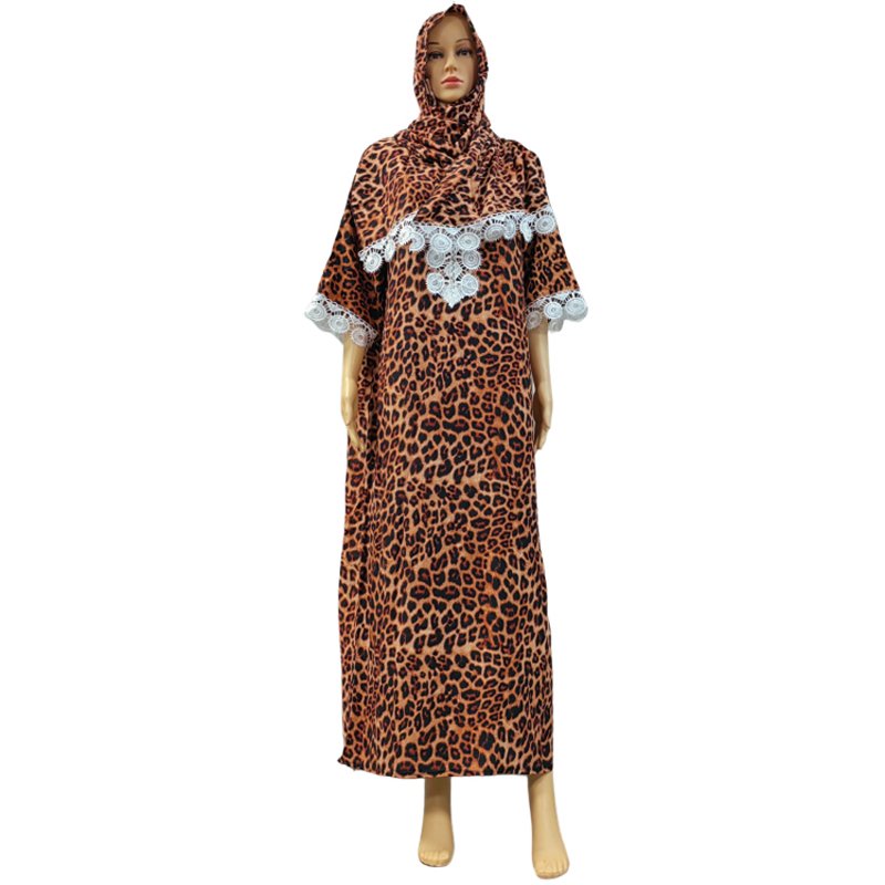 Factory direct sales, cross-border European and American hooded Amazon home wear, African women's hooded scarf, short-sleeved printed flower long robe dress, short-sleeved African women's large-sized cotton Item Picture