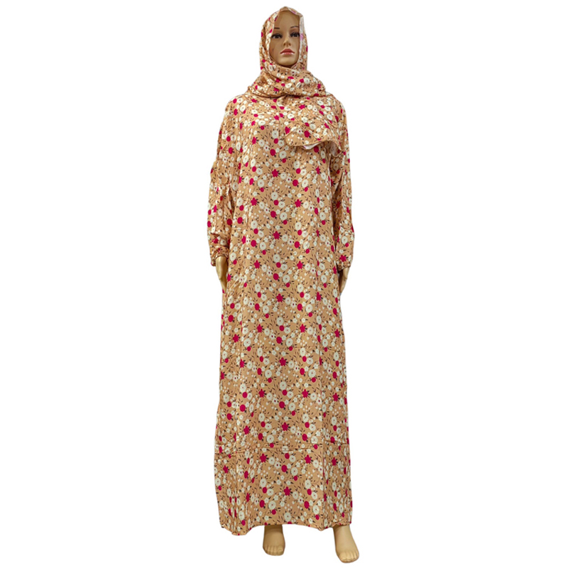 Medio Oriente cruzada fábrica al por mayor Medio Oriente europa y Estados Unidos con capucha bufanda estilo vestido de culto tradicional moda moda estampado floral grande vestido floral floral
