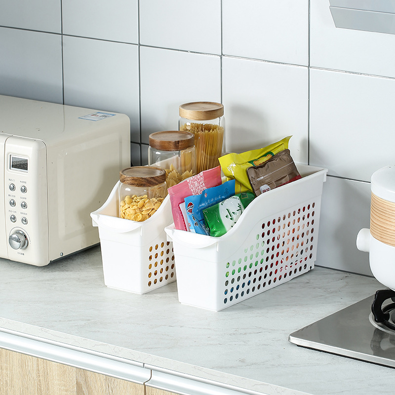 Plastic hollowed-out slanted kitchen storage basket, vegetable washing, storage, organization and storage basket, miscellaneous and seasoning storage basket