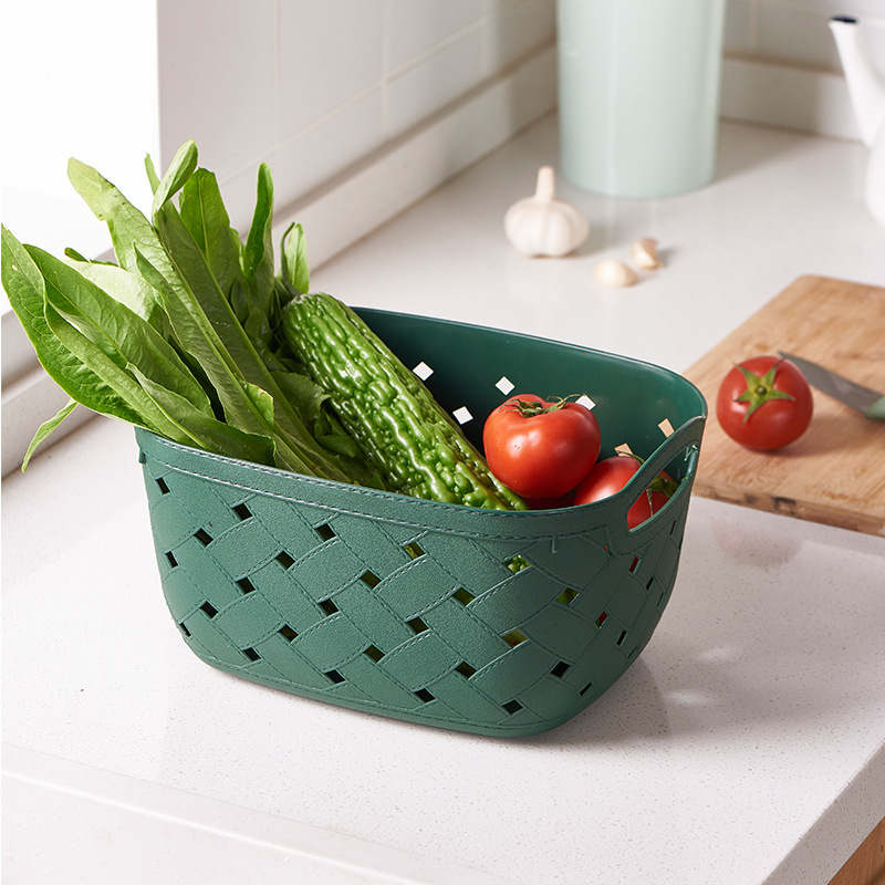 Wholesale of simple hand-held storage baskets, plastic PP home desktop storage baskets, bathroom and kitchen organizing and storage small baskets Specification image