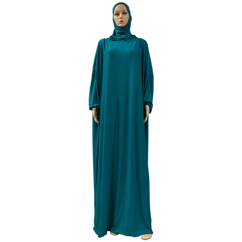 New fashionable and best-selling women's large-sized Muslim hooded robe printed solid color Middle Eastern European and American long dress hooded Item Picture