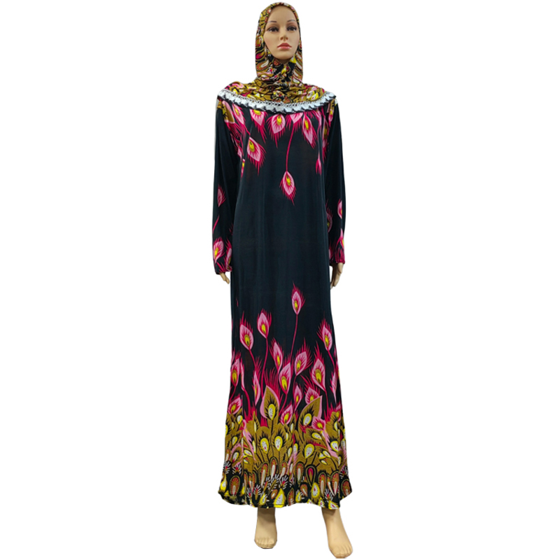 Factory wholesale best-selling lace long hooded print plus-size women's fashionable and trendy daily ethnic style long robe dress, Dubai European and American style fashionable and popular long dress