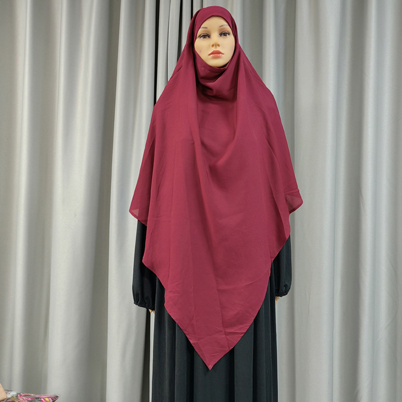 1+2 High-quality chiffon women's Muslim fashion prayer headscarf in the Yangtze River Delta, ethnic style, high-quality fabric headscarf, full color series, uniform size details Picture