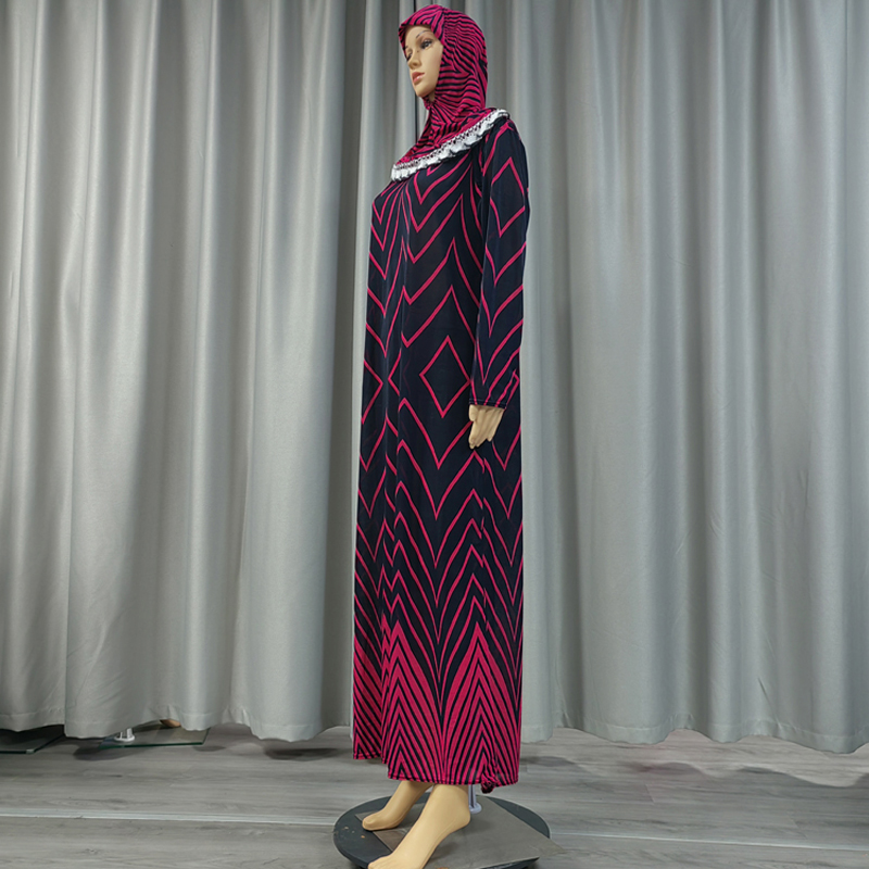Factory wholesale best-selling lace long hooded print plus-size women's fashionable and trendy daily ethnic style long robe dress with lace long group hooded long style Application Scenario