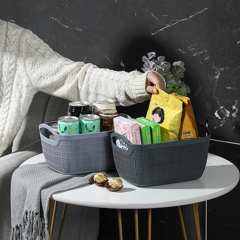 Hollow hand-held storage basket, plastic PP desktop organization and storage basket, kindergarten document storage basket