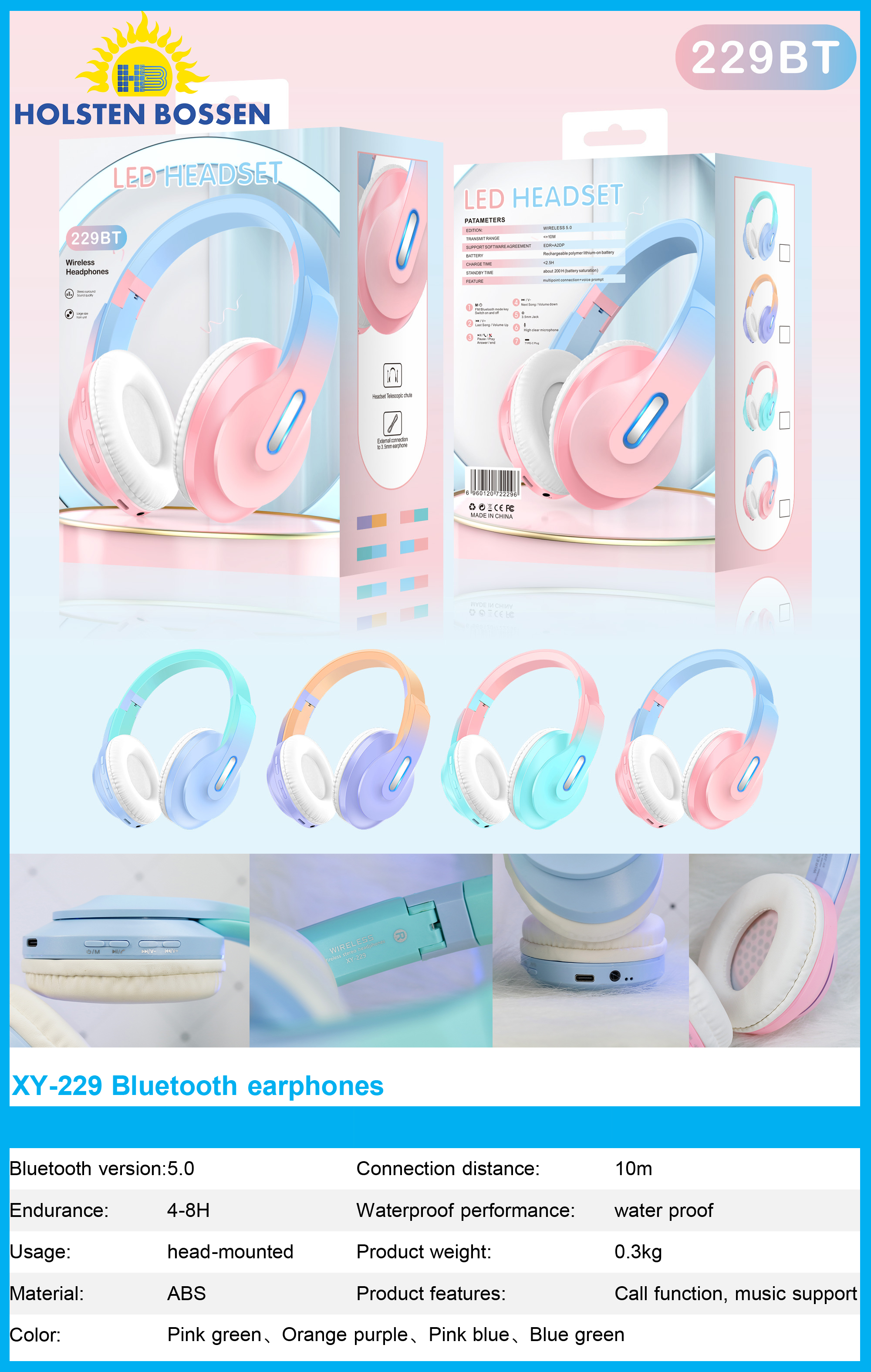 XY229 Bluetooth headphones details Picture