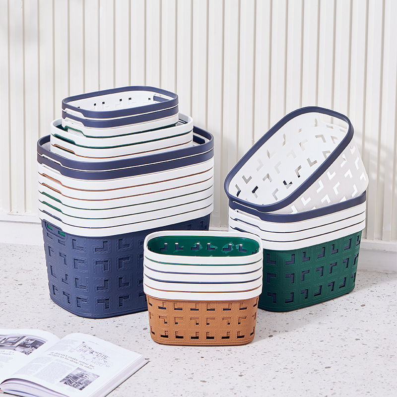 Pressure Ring Oval L Large Leather Grain Storage Basket Portable Factory Clutter Small Basket School Books Small Basket