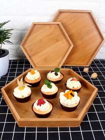 Bamboo tray Japanese-style bamboo tea tray Household simple barbecue plate bread plate fruit plate Hotel hotel storage hexagonal plate