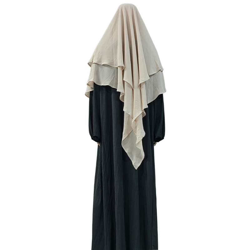 New cross-border factory direct sales Muslim solid color chiffon headscarf, front two and back two long style fashionable European and American new headscarf, high-quality chiffon multi-color series women's style Item Picture