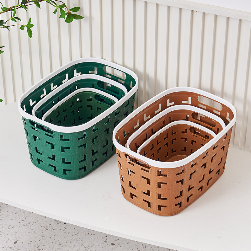 Pressure Ring Oval L Large Leather Grain Storage Basket Portable Factory Clutter Small Basket School Books Small Basket Application Scenario