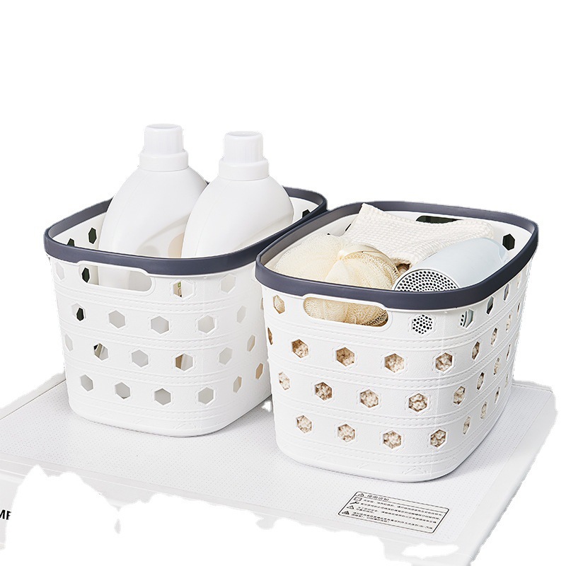 Oval-shaped hexagonal leather textured storage basket, plastic PP shelf, small basket for organizing miscellaneous items, kindergarten storage basket
