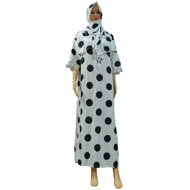 Factory direct sales, cross-border European and American hooded Amazon home wear, African women's hooded scarf, short-sleeved, printed flower long robe, jumpsuit, long skirt with lace at the neckline Item Picture