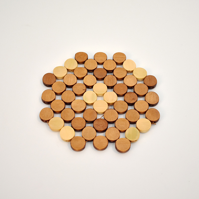 Jiehao Factory direct sales of small-sized coasters, household bowl MATS, bamboo heat insulation pads, thickened hollowed-out bamboo placemats, and anti-slip table MATS Specification image