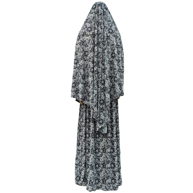 This is a new cross-border bestseller, a trendy two-piece floral women's prayer robe, a casual and daily ethnic-style long robe, and a long, large dock scarf long dress Item Picture