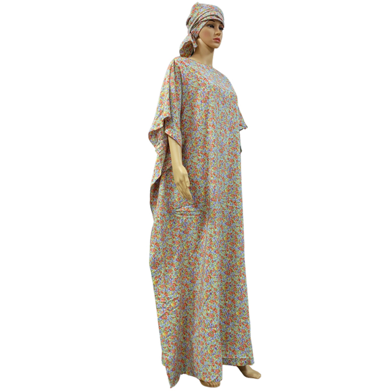 Europa y américa moda mujer de fábrica al por mayor manga corta verano fresco hijab vestido largo conjunto de dos piezas flores impresas vestidos vestidos musulmanes mujeres africanas